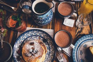 Pancakes and hot chocolate