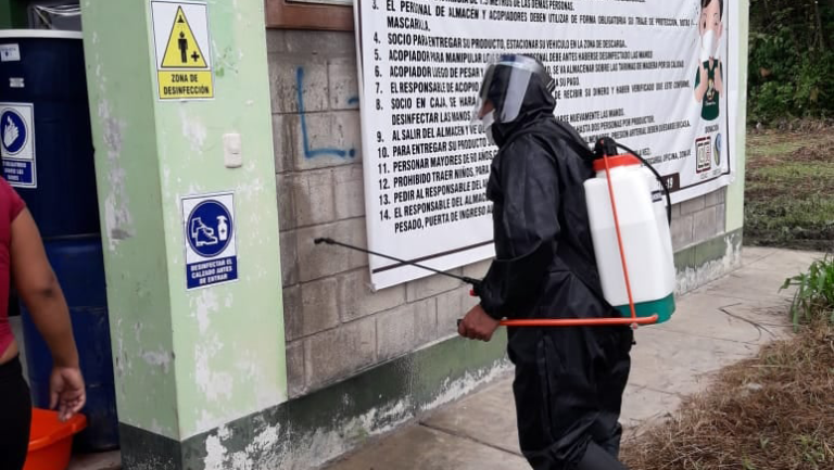 Disinfectant backpack in COOPAVRE cooperative