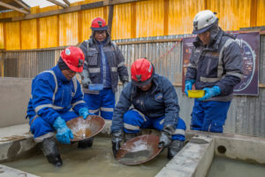 Gold miners working at a Fairtrade gold mine